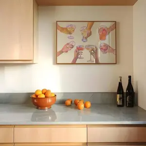 Bar Cart Print Cheers Poster Trendy Horizontal Wall Art Retro Bar Cart Decor, Vintage Drinks Poster, Artistic Gift,Ornaments Room Decoration Photo