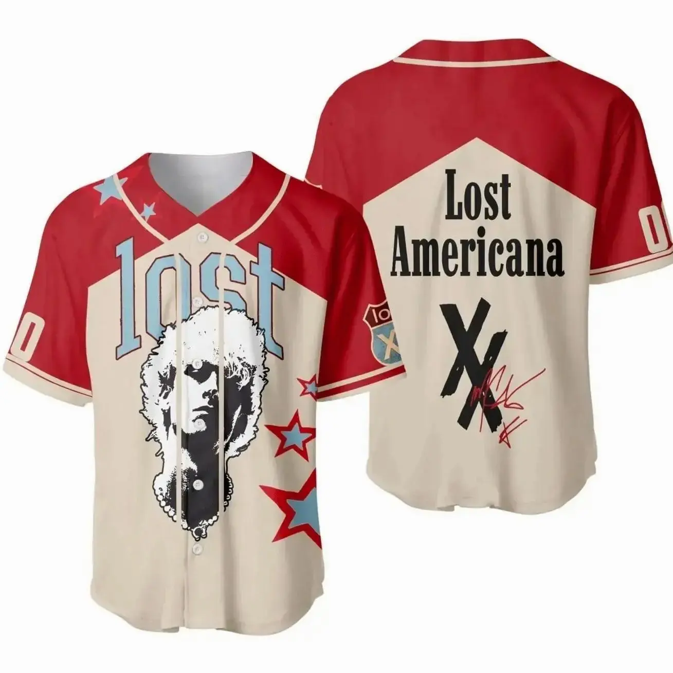 Vintage Americana Baseball Jersey Retro Music Tour Fan Shirt T8V