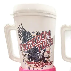 Freedom Tour 34oz HIP SIPS Mug with Lid & Straw - Western Bridal Party Mug, Freedom Tour 4th of July mug. Independence Day Designs, Drinkware - Tumbler Washable Coffee Reusable Stylish Reuse