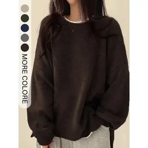 Women's off shoulder cardigan sweater, casual long sleeved round neck jumper, autumn and winter women's knitted top, women's sweater