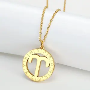 12 Zodiac Hollow Necklace, Stylish & Versatile Daily Exclusive Necklace