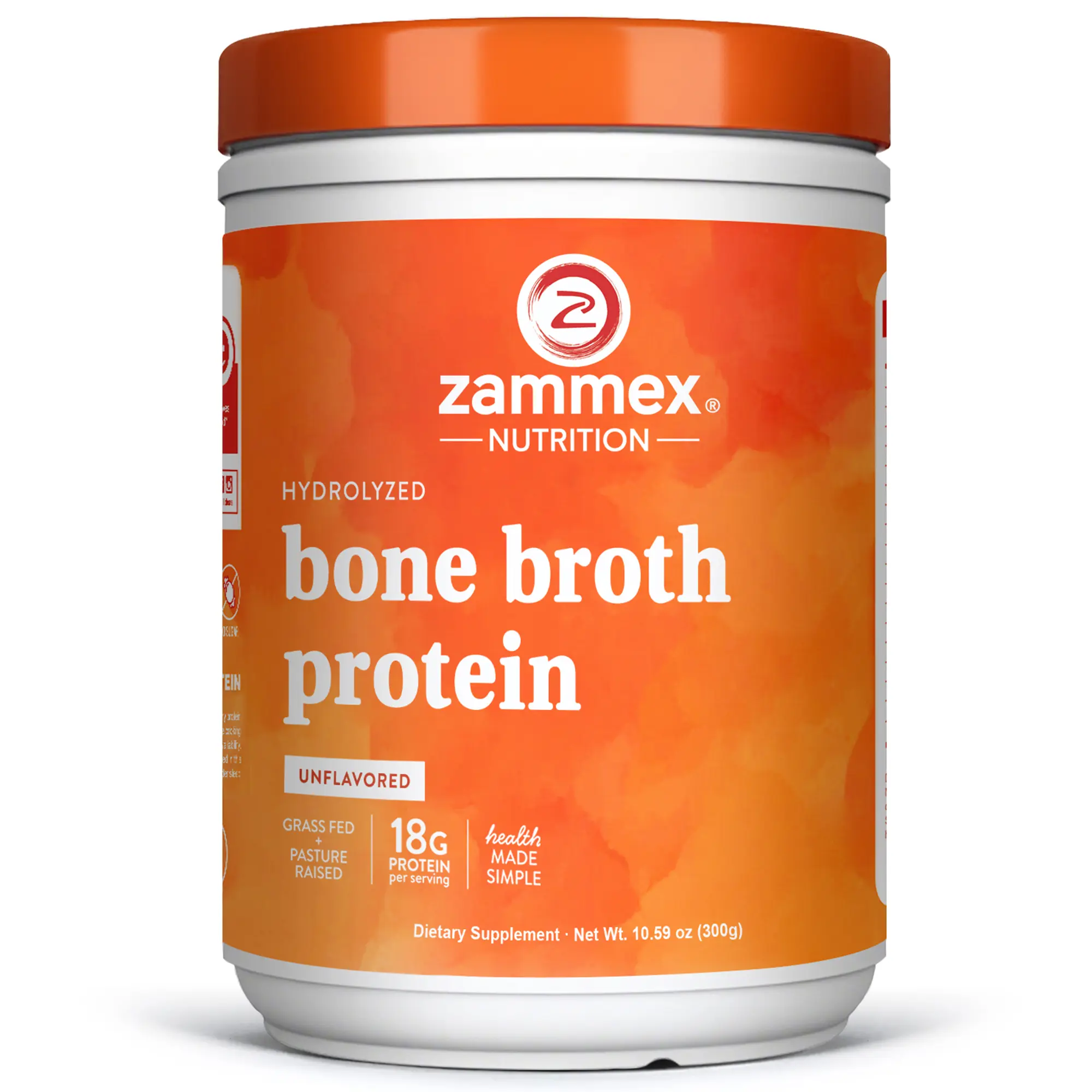 Zammex Bone Broth Protein Powder, Natural Flavor Sugar-Free Gluten-Free Dietary Supplement with Edible Collagen Peptides, Nutrient-Rich Complex for Joint Support, Skin Beauty & Body Health