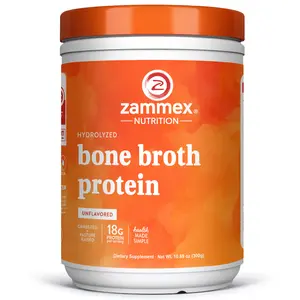 Zammex Bone Broth Protein Powder, Natural Flavor, Edible Collagen Peptides Supplement Nutrient Rich Complex for Joint Support, Skin Beauty