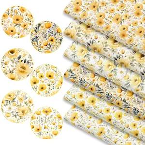 6pcs 3D Effect Floral Fabric Bundles, 45cm*50cm/17.72in*19.69in Dimensional Flower Pattern Fabric Squares for Quilting, Patchwork Sewing Material for Bedding, Tablecloth, Bags, Headbands, Pillowcases