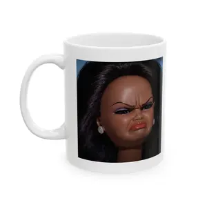 Funny Disgusted Doll Reaction Coffee Mug, Side Eye Meme Mug, Judging Face Humor Cup, Savage Reaction Novelty Mug, Sarcastic Meme Coffee Gift
