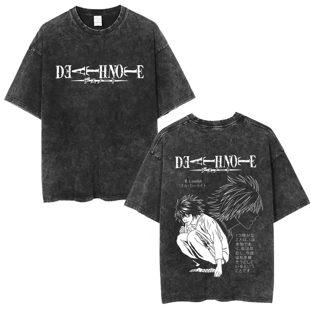 Oversized Death Note Ryuk Graphic T-Shirt | Vintage Washed 230gsm Cotton | Streetwear Male Clothing, Anime Merchandise Fashion Apparel, Artwork Tee, Relaxed Fit, Washed Effect, Oversized T Shirt, T Shirts