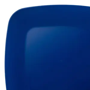 Blue Flat Rounded Square Disposable Plastic Appetizer/Salad Plates (7.25")