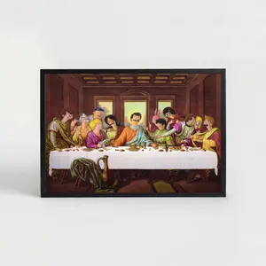 The Wacky Last Supper Poster Canvas Print Wall Decor, Burger Art Decor, Funny Jesus Art, Home Kitchen Living Room Bedroom Wall Decor