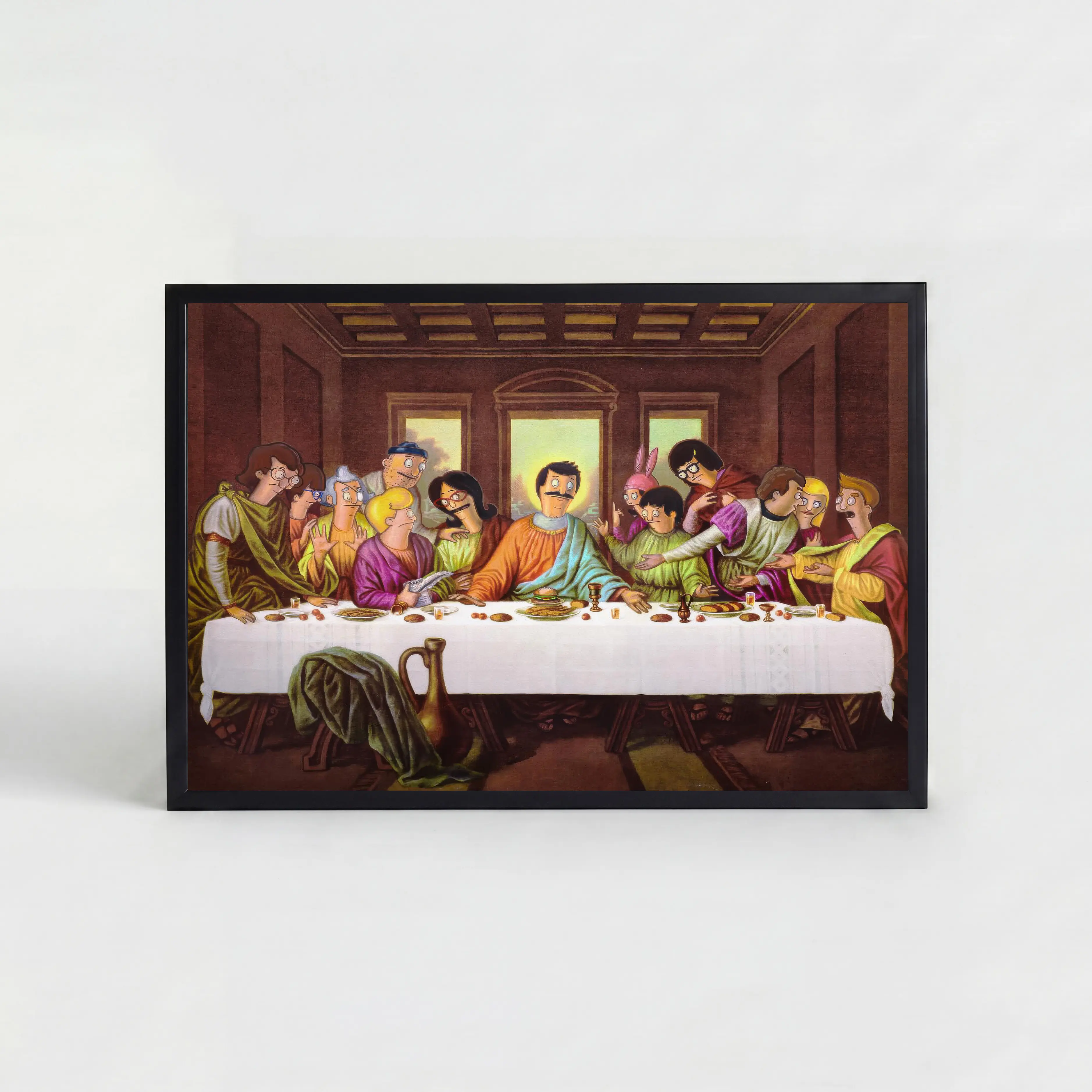 The Wacky Last Supper Poster Canvas Print Wall Decor, Burger Art Decor, Funny Jesus Art, Home Kitchen Living Room Bedroom Wall Decor
