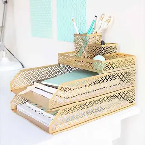 BLU MONACO 6 Piece Interlocking Desk Organizer Set - Office Desk Organizers and Accessories - 9.6" x 6.2" x 5.3" , 9.6" x 13.5" x 5.3" , 2.9" x 2.9" x 1.5", 2.9" x 2.9" x 2.75", 2.9" x 2.9" x 4"
