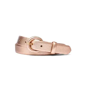 W.KLEINBERG Metallic Calf Belt with Covered Buckle - Rose Gold
