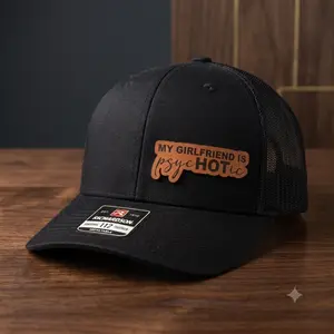 My Girlfriend Is Psychotic Hat – Funny Leather Patch Trucker Hat, Bold Relationship Humor Snapback Cap, Couple Meme Hat, Viral Tiktok Gift For Boyfriend Or Husband, Everyday Casual Cap