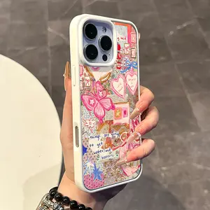 Magnetic Compatible Case for iPhone 17 16 E Pro Max 15 Plus 14 13 12 11 XS XR, Coquette Pink Butterfly Collage Style | Trendy, Silicone, Lightweight, Shockproof, and Girly Protection
