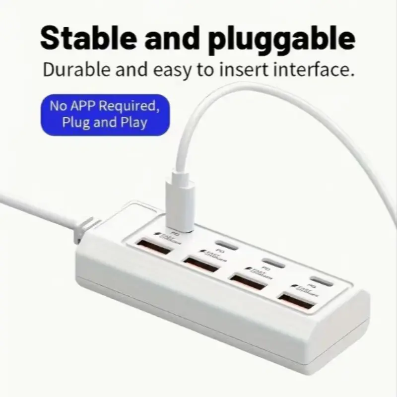 8-Port USB Charger, 25w Fast Charging HUB with USB Ports, Compatible with Computers Laptops Tablets, Efficient Power Transfer, Wide Compatibility Range, USB C Interface
