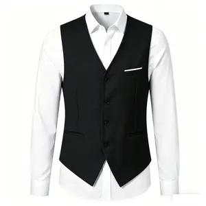 TweedLad 1Pcs Classic men's casual daily business solid color suit vest, suitable for daily wear, weddings, and business.