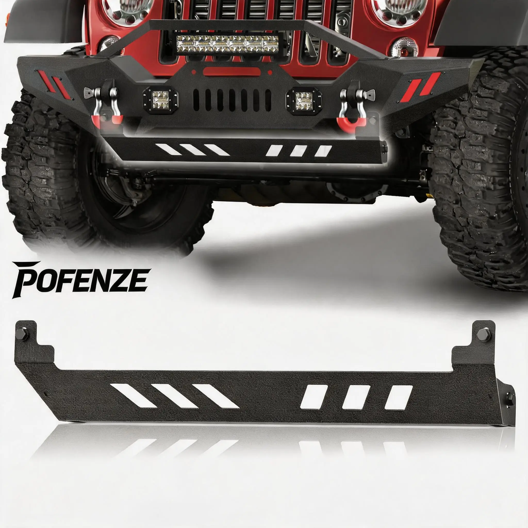 POFENZE-NADIA Carbon Steel Front Skid Plate Bumper Cover, Durable Car Accessories with Carbon Steel Build for 2007-2018 Jeep Wrangler JK-JKU Unlimited Models, Vehicle-Specific Fit, Protecting Front (Not Compatible with Factory Bumpers), Automotive, 2007-2