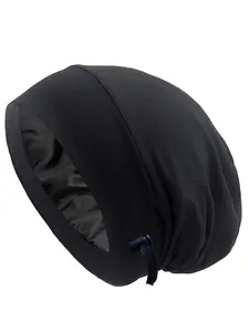Silky Satin Lined Bonnet Sleep Cap, Adjustable Fit Stay Silky Bonnet for Sleeping, Real Silky Slouchy Beanie for Curly Hair Protection, Hair Bonnets, Hair Preservation
