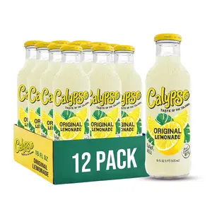 Calypso Lemonade, Original Lemonade, Made with Real Fruit, 16 Fl Oz Glass Bottles (Pack of 12)