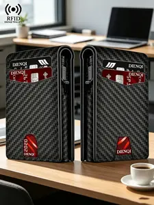 Pop-Up RFID Blocking Carbon Fiber Wallet, Quick Access Slim Card Holder, Anti-Scan Minimalist Metal Case for Men, Secure & Compact Design