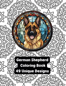 German Shepherd - Dog - Adult Coloring Book - 49 Unique Designs - Created and Designed By Feisty Mom Designs cute  animal coloringbook