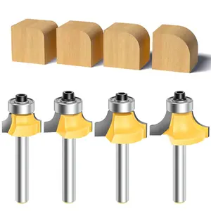 4PCS Router Bit Set Router Bits 1/4 inch Shank, Roundover Router Bit Cutting Diameter in 1/8", 1/4", 3/16", 5/16", CNC Router Bits Edging Cutter for Woodworking Forming Molding Profiling