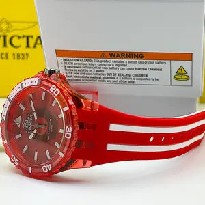Invicta Subaqua Men's Red Watch 44mm Red and White Dive Watch Japanese Quartz 100m Water Resistant Sport Watch for Men