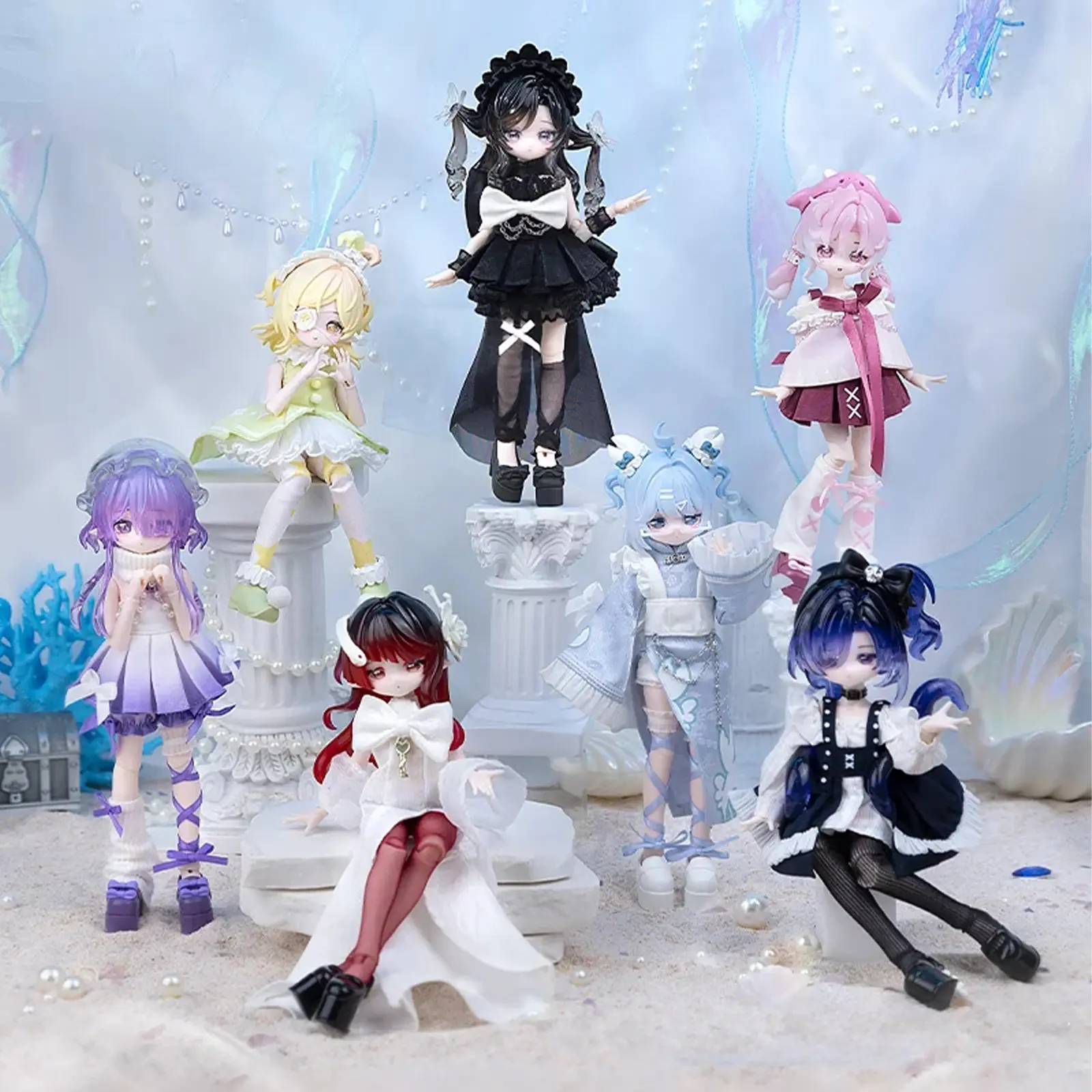 Minty Ocean Gem Series 1/8 Scale BJD Action Figure Blind Box, Collectible Figurine Set for Surprise Figure Toy Unboxing & Blind Bags Unboxing