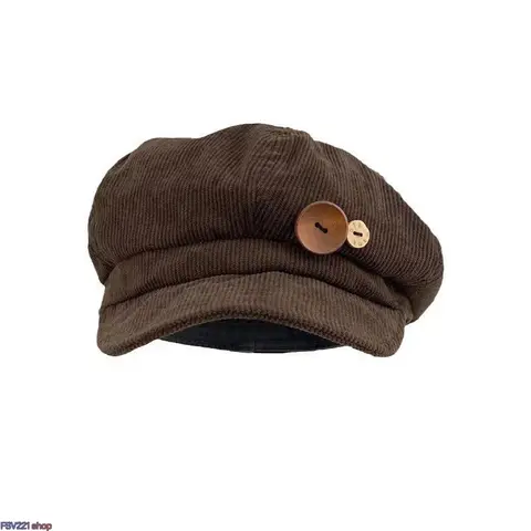 Unisex Vintage Octagonal Corduroy Baker Boy Newsboy Cap - Japanese Style Button-Top Soft Flannel Hat, Adjustable Lightweight Travel Wear Fashion Accessory for Fall Streetwear
