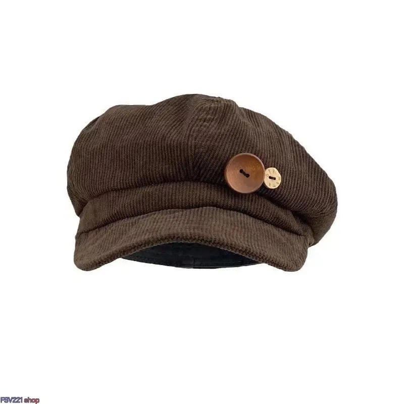 Unisex Vintage Octagonal Beret - Japanese Style Button-Top Baker Boy Newsboy Cap, Soft Flannel Artist Hat, Lightweight Comfortable Fall Streetwear Hat for Women, Travel & Photoshoot Outfits, Hats For Women，Casual & Vintage Outfits