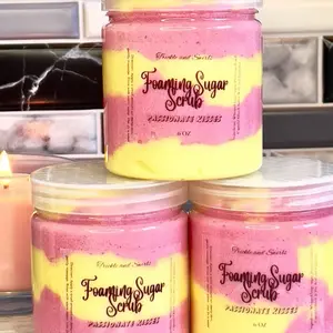 Foaming Sugar Scrub-Passionate kisses Body Care 6oz Blend Essence Silky Smooth Skin Care Cleanser Scented7