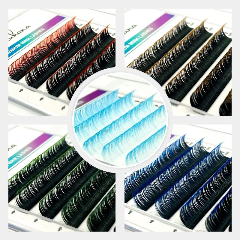 Ombre Green Red Brown Blue Purple Color Eyelash Extension Individual Faux Mink Eyelashes Gradient False Lashes for Makeup Tool 2026 New