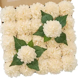 TINGE TIME Fake Real Looking Flowers for Decoration 25pcs Artificial Champagne Dahlia Flowers with Stem for DIY Wedding Bouquets Bridal Shower Centerpieces Party Home Decor Decorative Floral