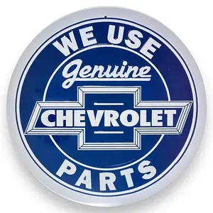 Chevrolet We Use Genuine Parts Round Metal Sign Vintage Advertising Wall Decor