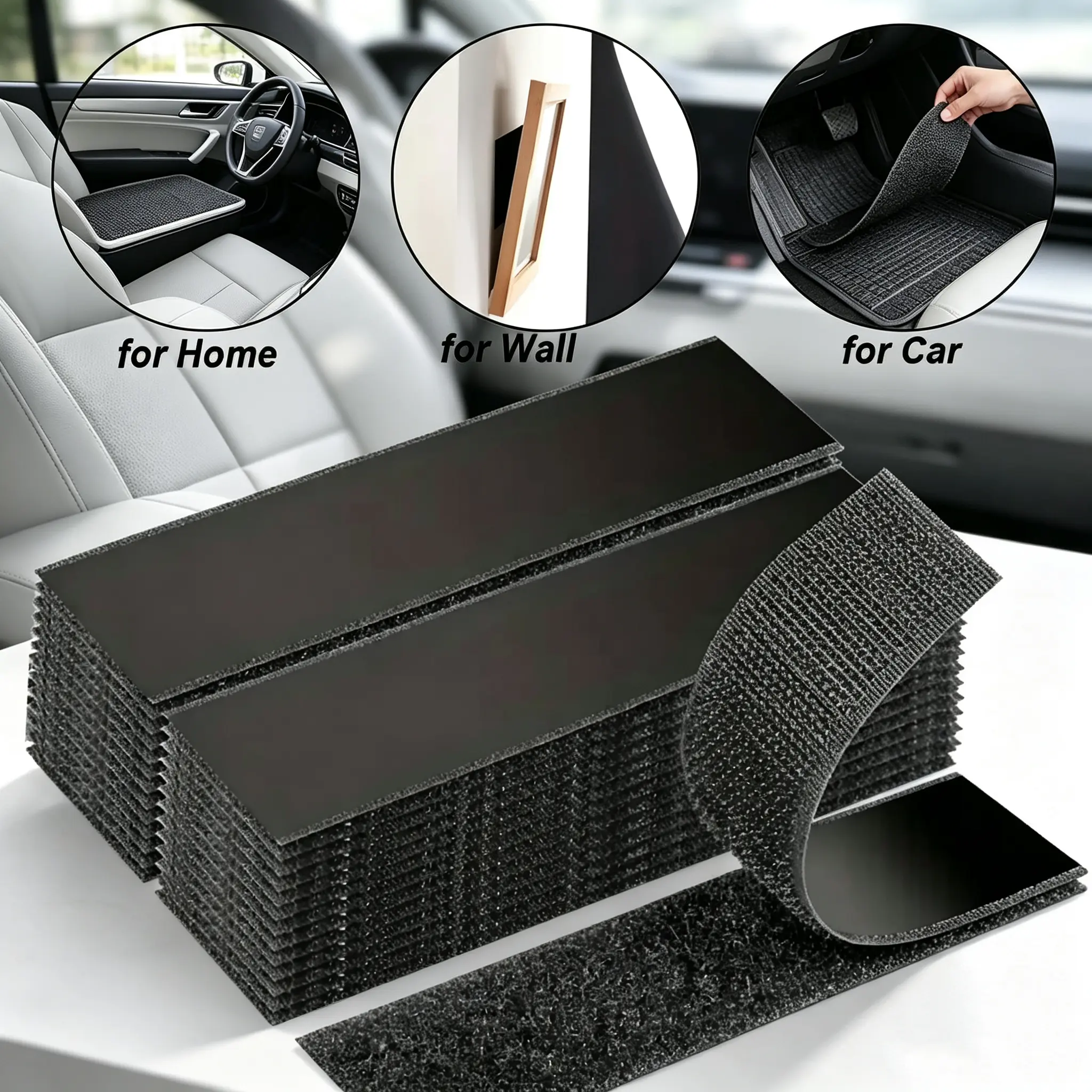 Car Interior Floor Mat Fixing Double Sided Tape - 7x1.6cm Heat-Resistant Invisible Cut-to-Fit Self-Adhesive Tape for Leather/Plastic Anti-Slip Mat Installation, Anti-Slip Fix Solution