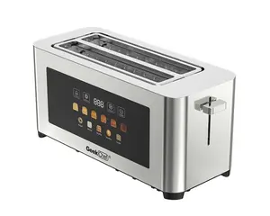 GeekChef 4-Slice Toaster with Touch Screen Digital Display, Stainless Steel Dual Control Panels, 6 Shade Settings & 6 Bread Types, Wide Slots, Bagel & Defrost Functions, Silver  toaster