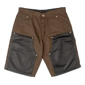 Menswear Chrome Hearts Leather Double-Knee Nylon Carpenter Shorts - Black, Brown