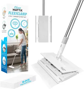 FlexiClamp Sweep & Mop Kit - Smarter Mop - Compatible with Swiffer Pads- for Home and Kitchen