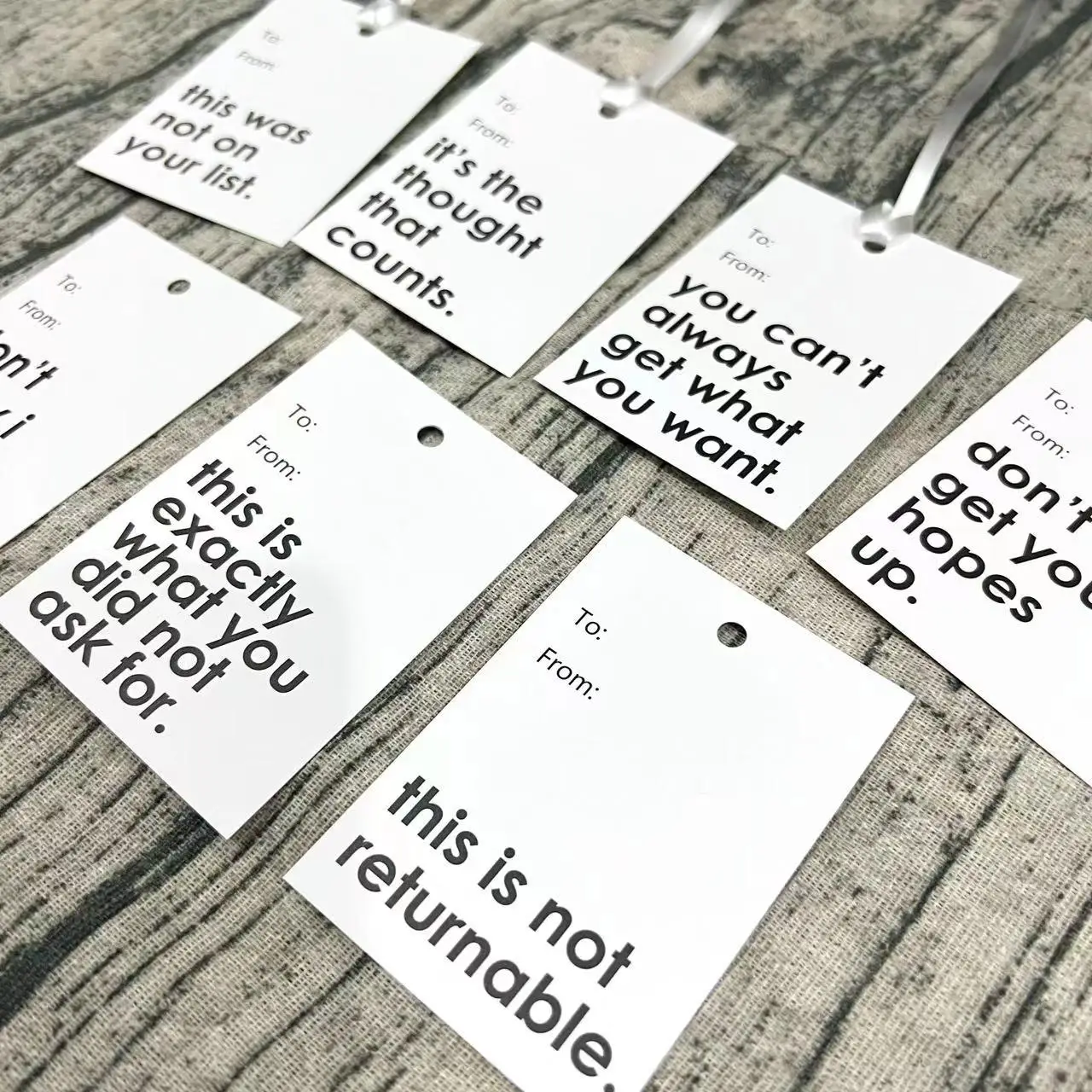 Funny Gift Tag Sticker with Rope, 7 Counts/set Gift Wrapping Tag, Gift Packaging Label, Gift Bag Decoration Supplies for Birthday Party Holiday