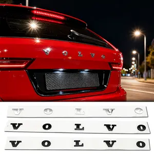 Volvo Rear Letter Logo Car Hood Emblem Badge, Replaceable 3D Car Sticker, Exterior Modification Decal for Front Hood and Trunk Position
