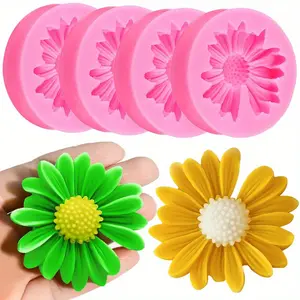2pcs/4pcs Daisy Flower Candle Mold, Silicone Mold, 3D Flower Mold for Soap, Candle, Resin, Polymer Clay, DIY Crafts, Soap Molds