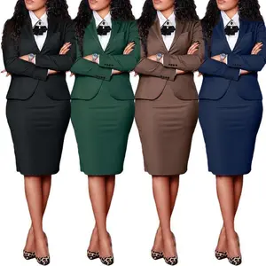 Women's Clothing, Autumn And Winter New, Fashionable Professional Composite Long-sleeved Suit, Hip Slit Skirt Suit Fabric Spandex Womenswear Gamis