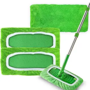 3PCS Reusable Mop Pads for Swiffer Sweeper Microfiber Wet Dry Refills 10.3" Green Cleaning Pads