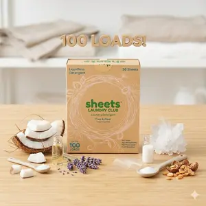Sheets Laundry Club Liquidless Laundry Detergent Sheets – 50 Count, Up to 100Loads, Fresh Linen / Lavender / Free &amp; Clear, Eco-Friendly Plastic-Free LaundryCleaner
