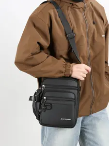 1pc Men's single shoulder crossbody bag with solid color zipper closure, fashionable, simple, versatile, exquisite and practical, suitable for daily shopping, dating, short distance travel, men's single shoulder crossbody bag