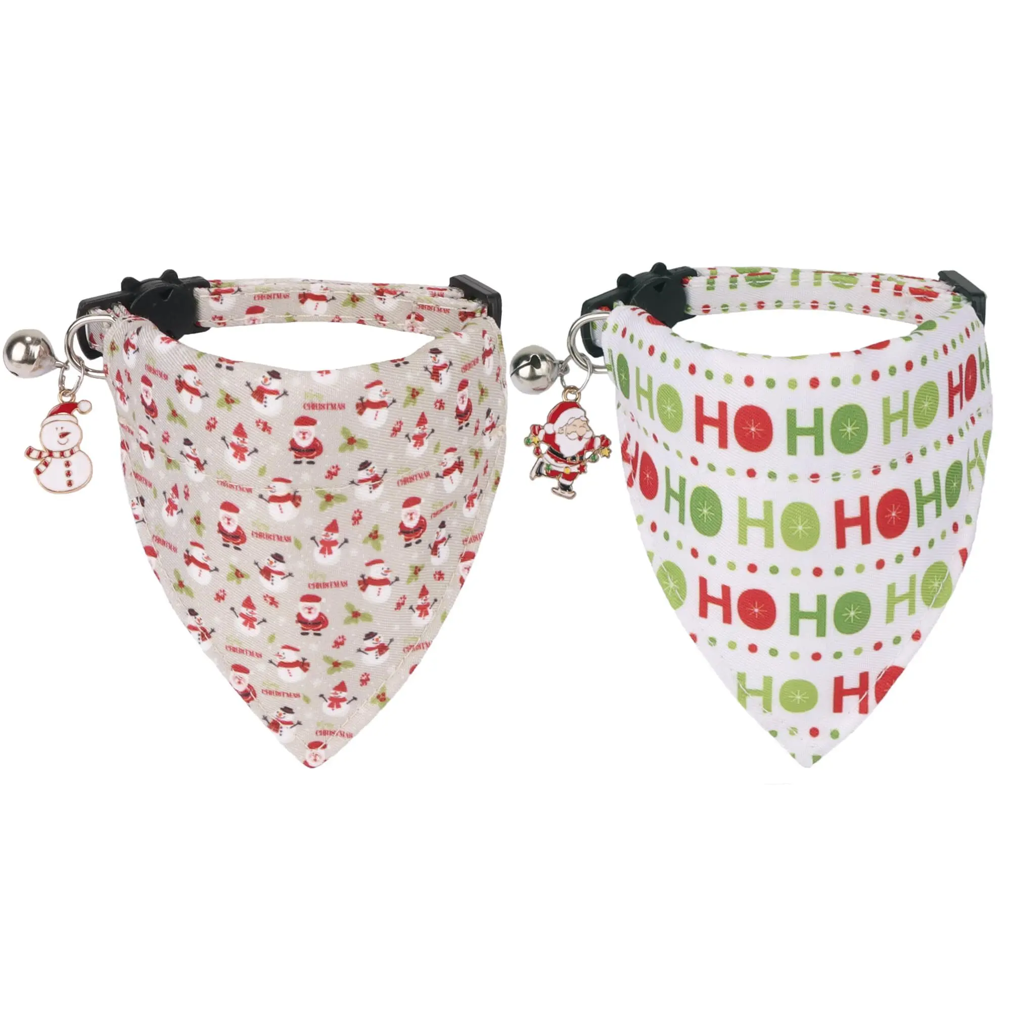Christmas Cat Collar with Bandana 2 Pack Christmas Kitten Bandana Collar Christmas Bandana Collars for Cat Kitten (Christmas)