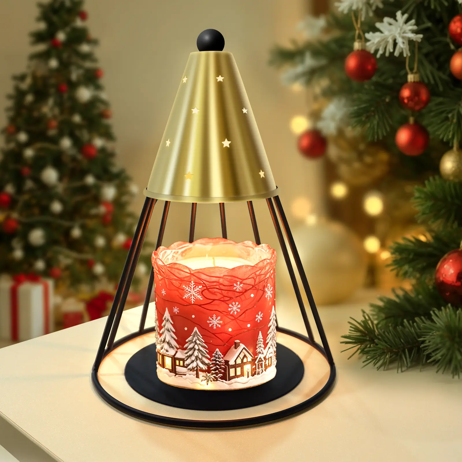 Candle Warmer Lamp with Dimmer and Timmer, Gift for Christmas and The New Year Tree Ornaments Decor Decoration