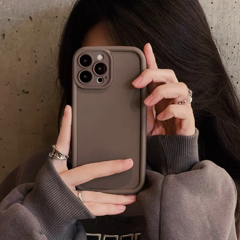 1pc Simple and Premium Brown Solid Color Phone Case with Precise Hole Position Protective Case Suitable for Phone17 16pro 15 14 13 12 11pro Max Plus Phone Case x xs xr xsmax Protective Case - Brown Protective Case Durable, Suitable for Men and Women