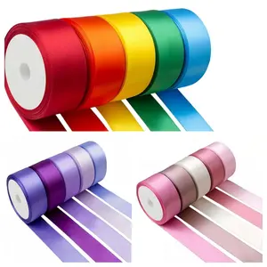 Solid Color Woven Plain Ribbon (5 Rolls), Decorative Ribbon for Cake, Gift, Wedding, Party, DIY Rose Material, Bowknot Ribbon for Gifts Wrapping