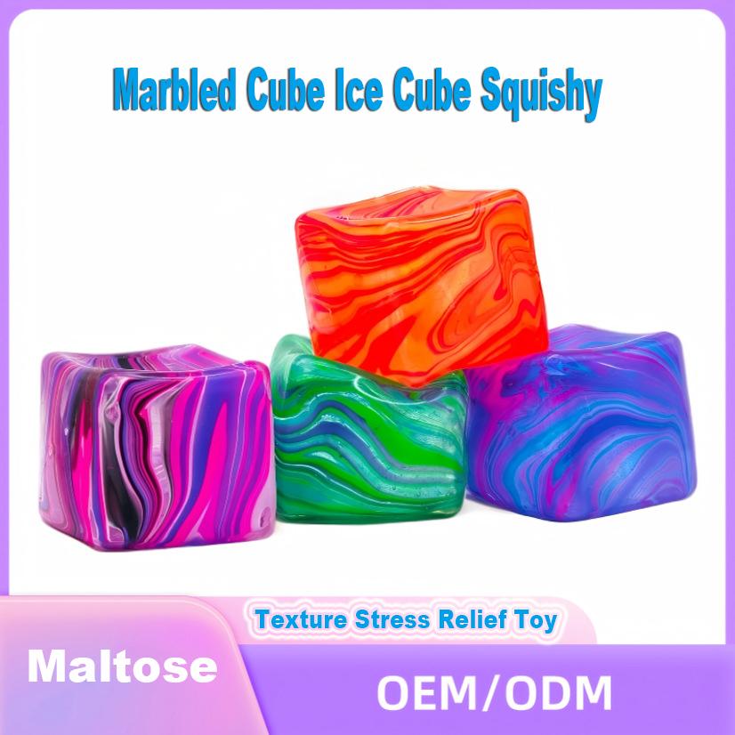 Stylish Marbled Cube Squishy, Smooth Maltose Texture Squeeze Toy, Popular Anxiety Relief Fidget Toy, Gentle Sensory Toy for All Ages, Trendy Decompression Gift