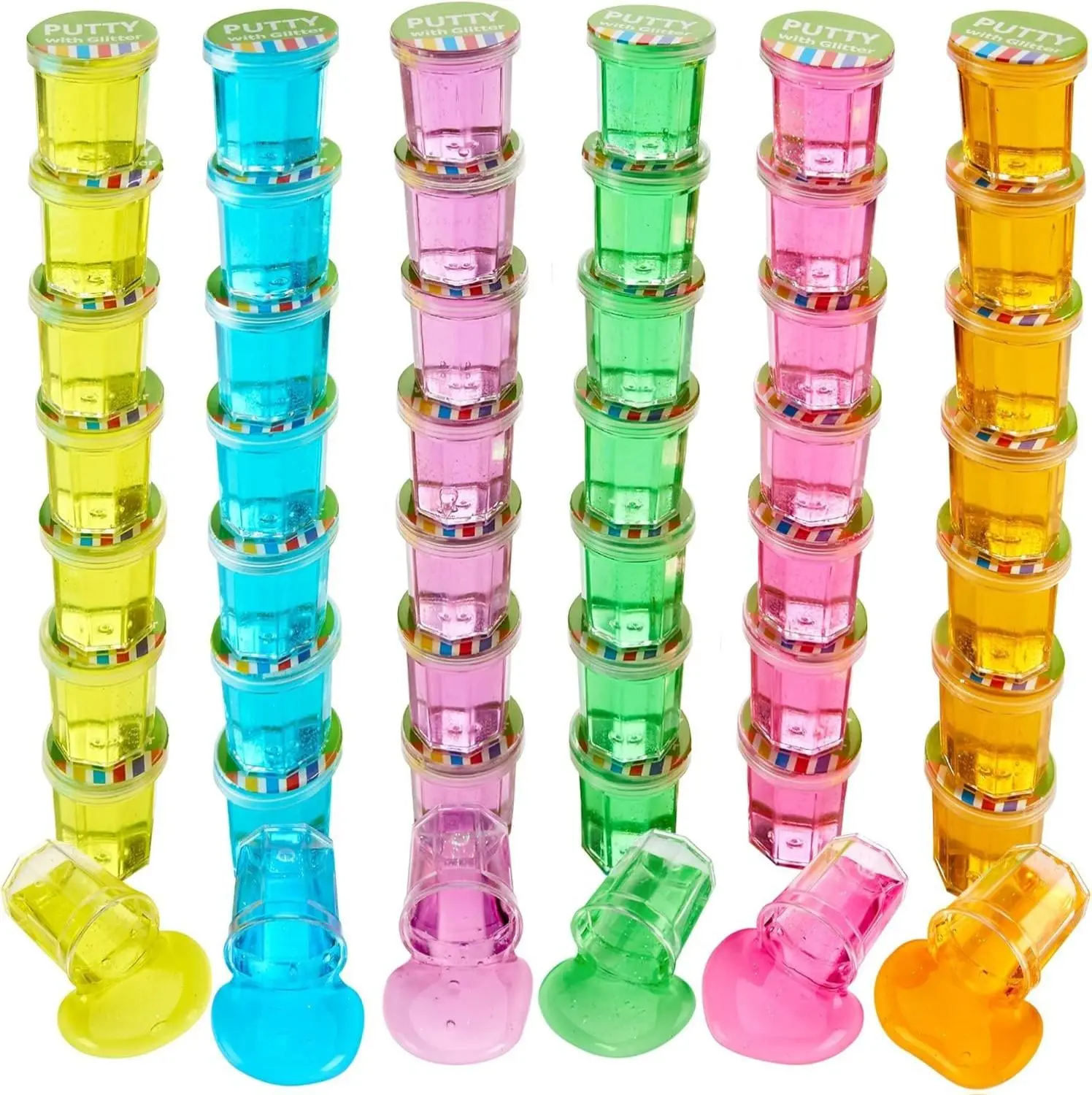 Mini Silly Slime Party Favors with Glitter – Bulk Noise Putty Fidget Toys for Kids, Egg Filler Toys, Small Slime Gifts - 48 Pack